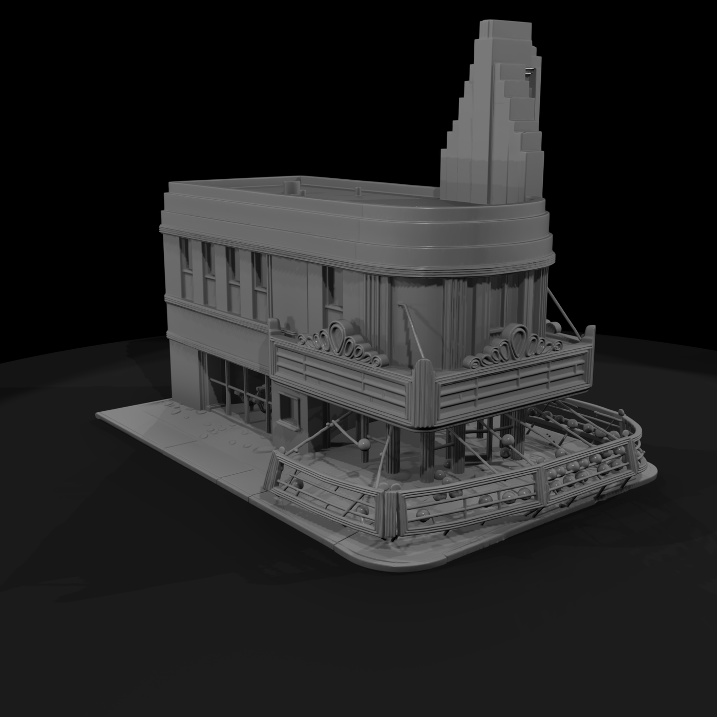Ruined Streamline Moderne Movie Theater