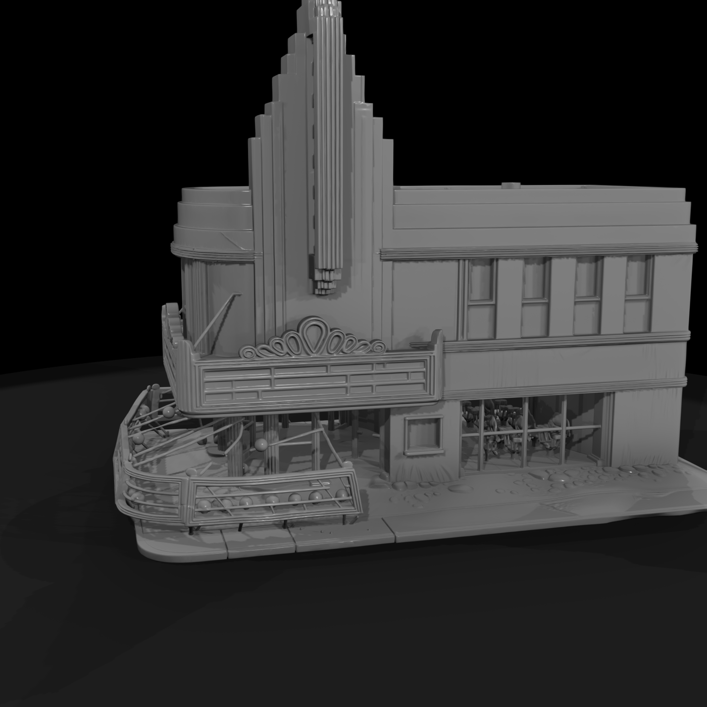 Ruined Streamline Moderne Movie Theater