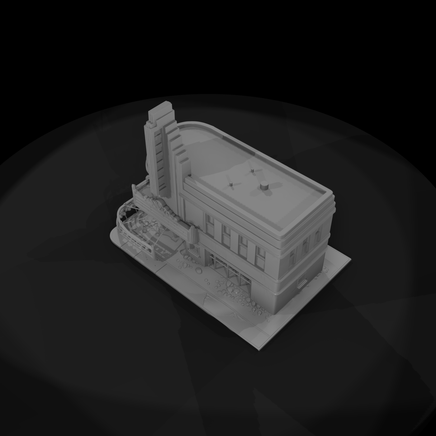 Ruined Streamline Moderne Movie Theater