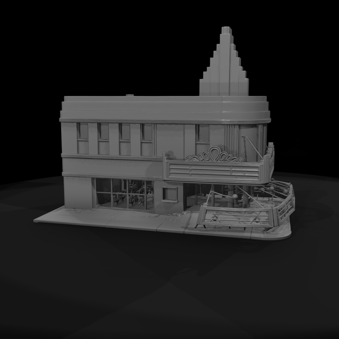 Ruined Streamline Moderne Movie Theater