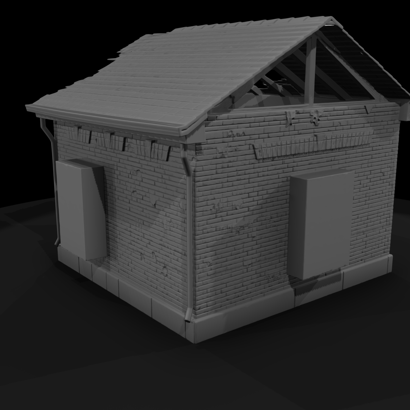 Ruined Small-Town Brick Post Office
