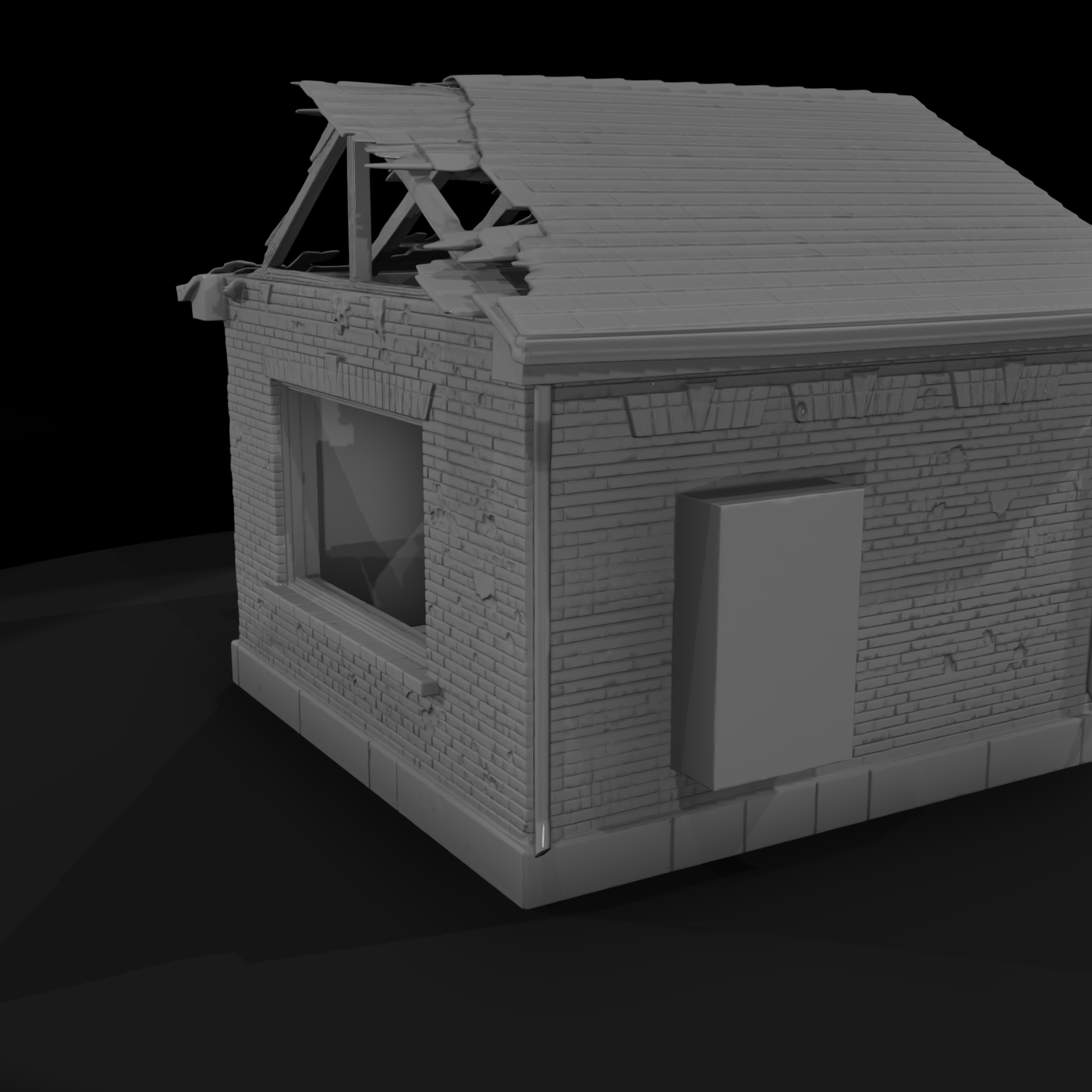 Ruined Small-Town Brick Post Office