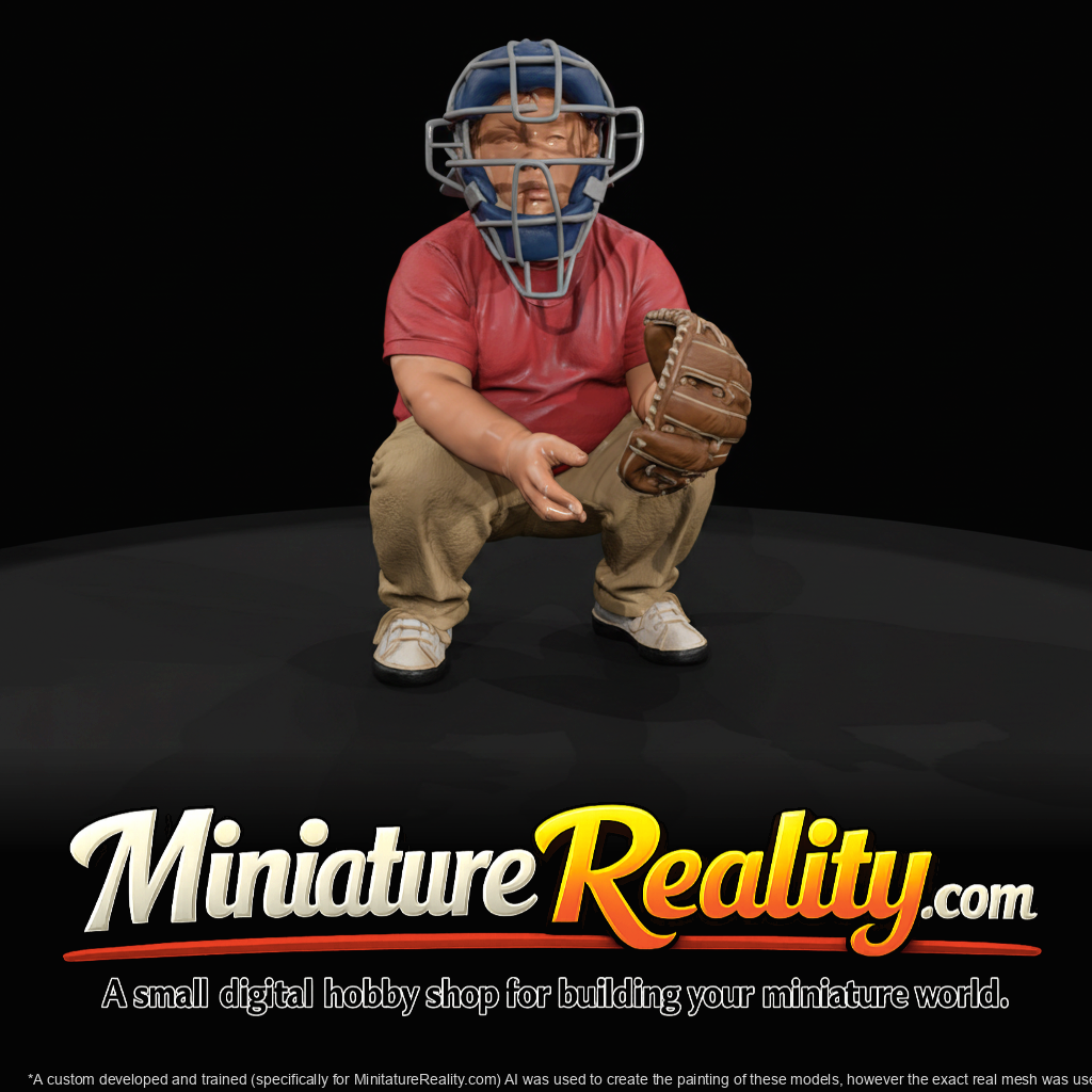 crouching baseball catcher figurine