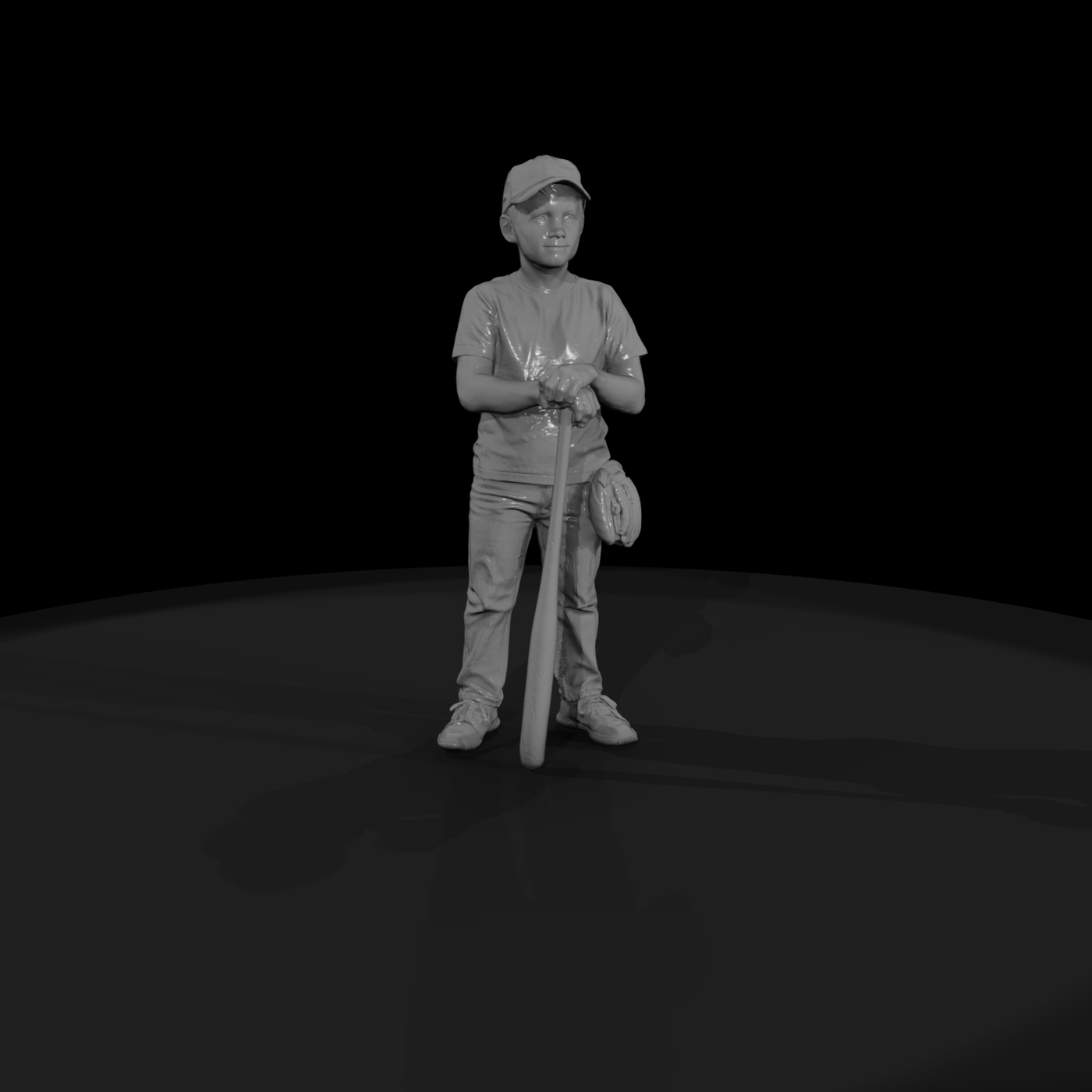 1950s Sandlot Baseball Player Leaning on Bat