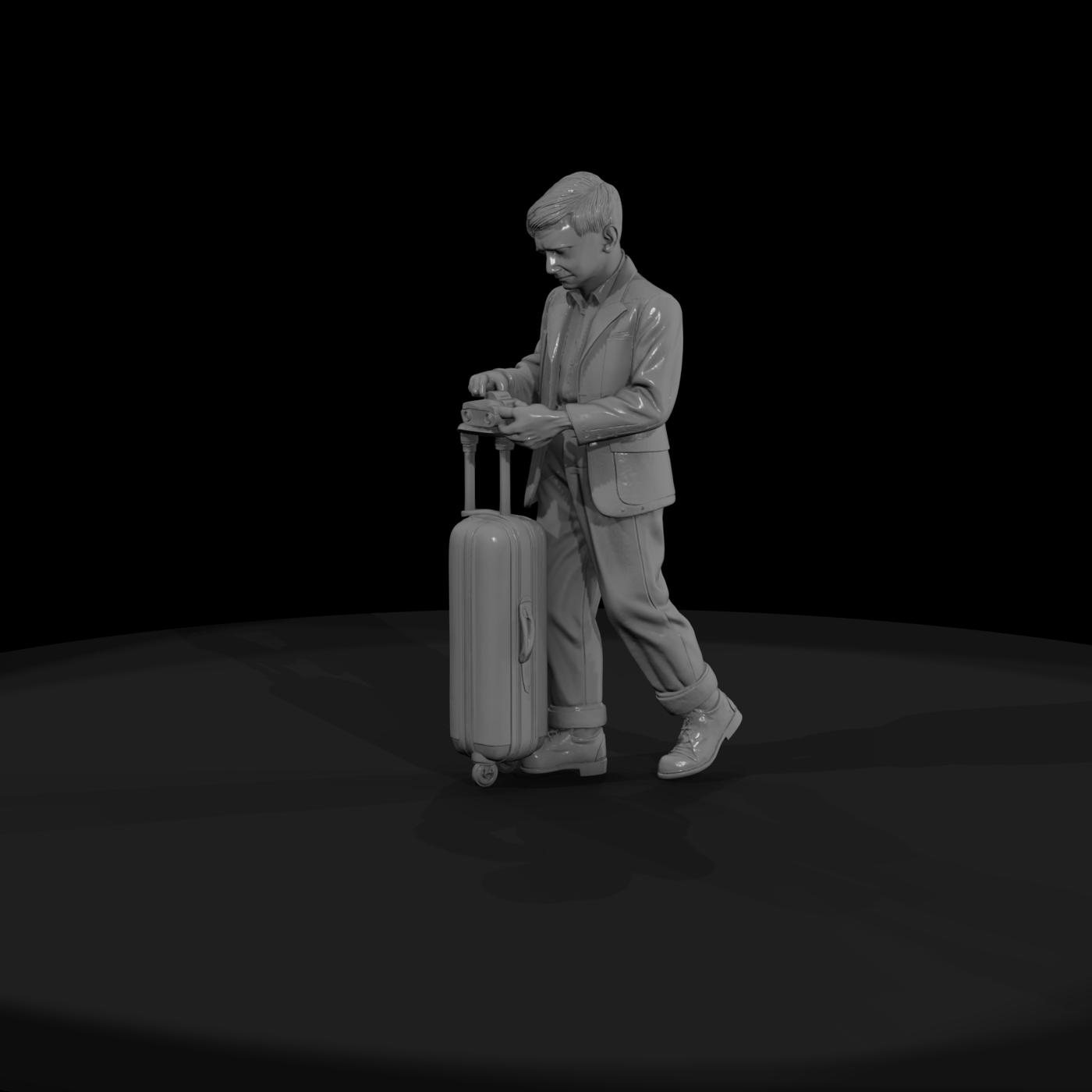 1950s Teen Passenger with Luggage — Boy Miniature