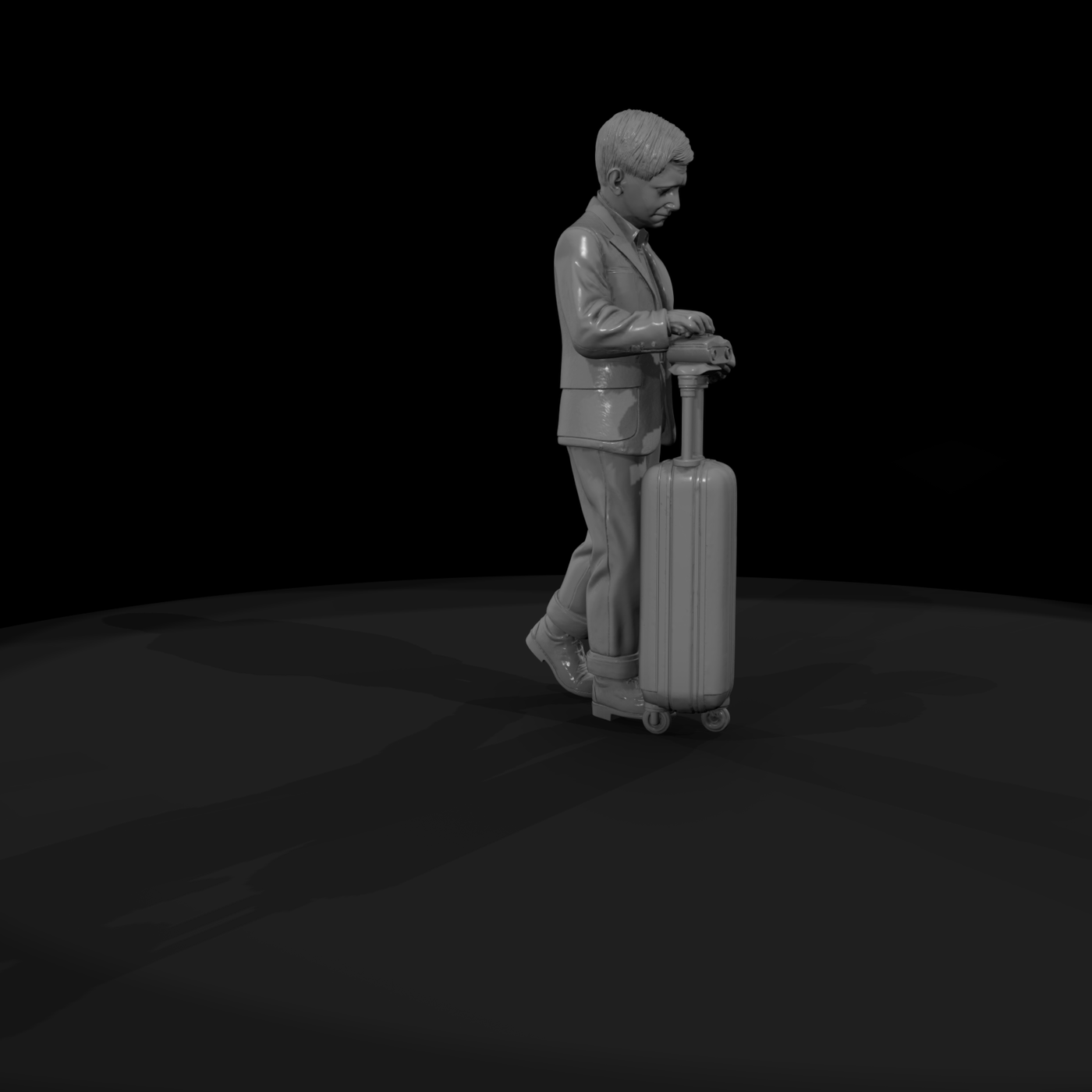 1950s Teen Passenger with Luggage — Boy Miniature