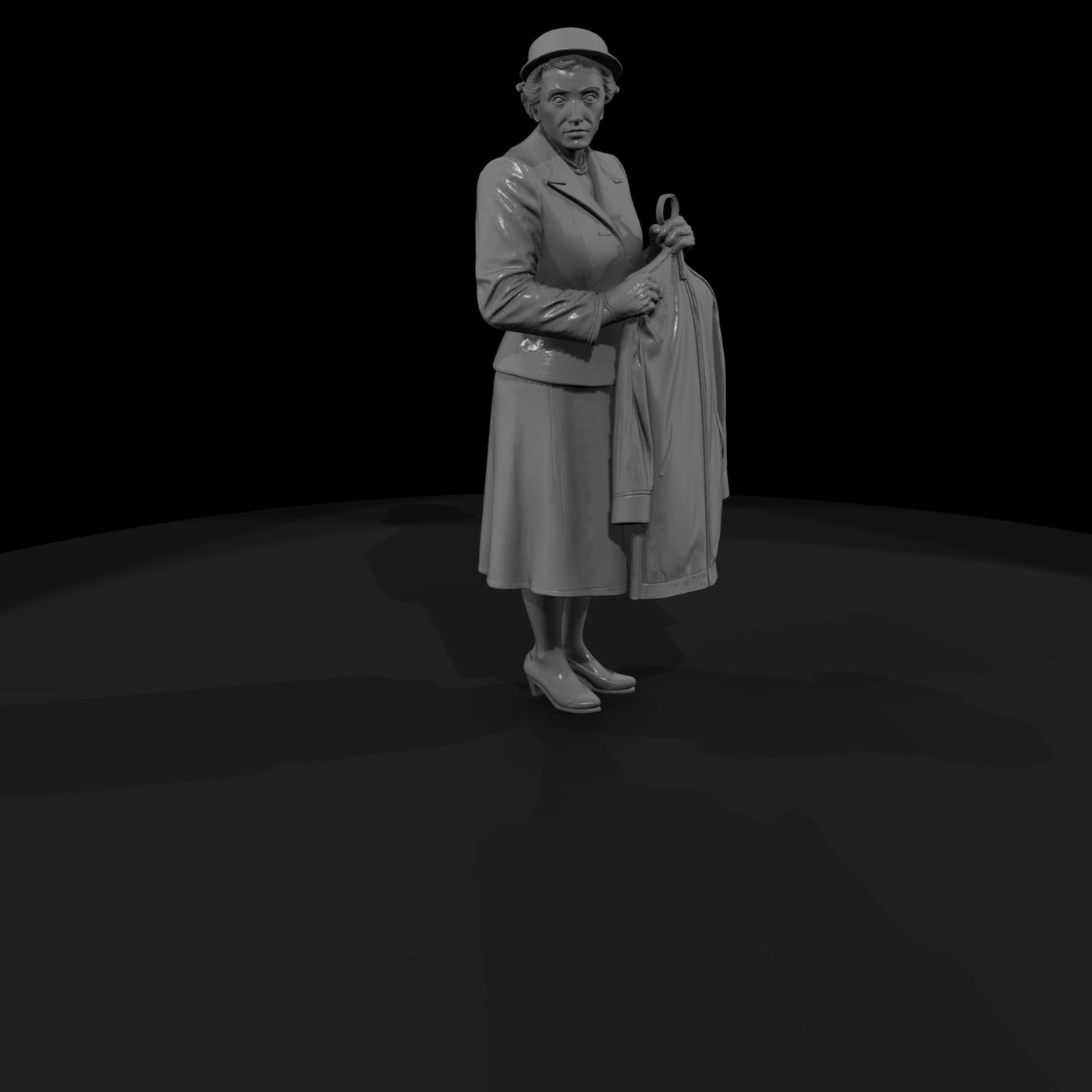 1950s Woman Passenger with Luggage — 3D Printable Figure