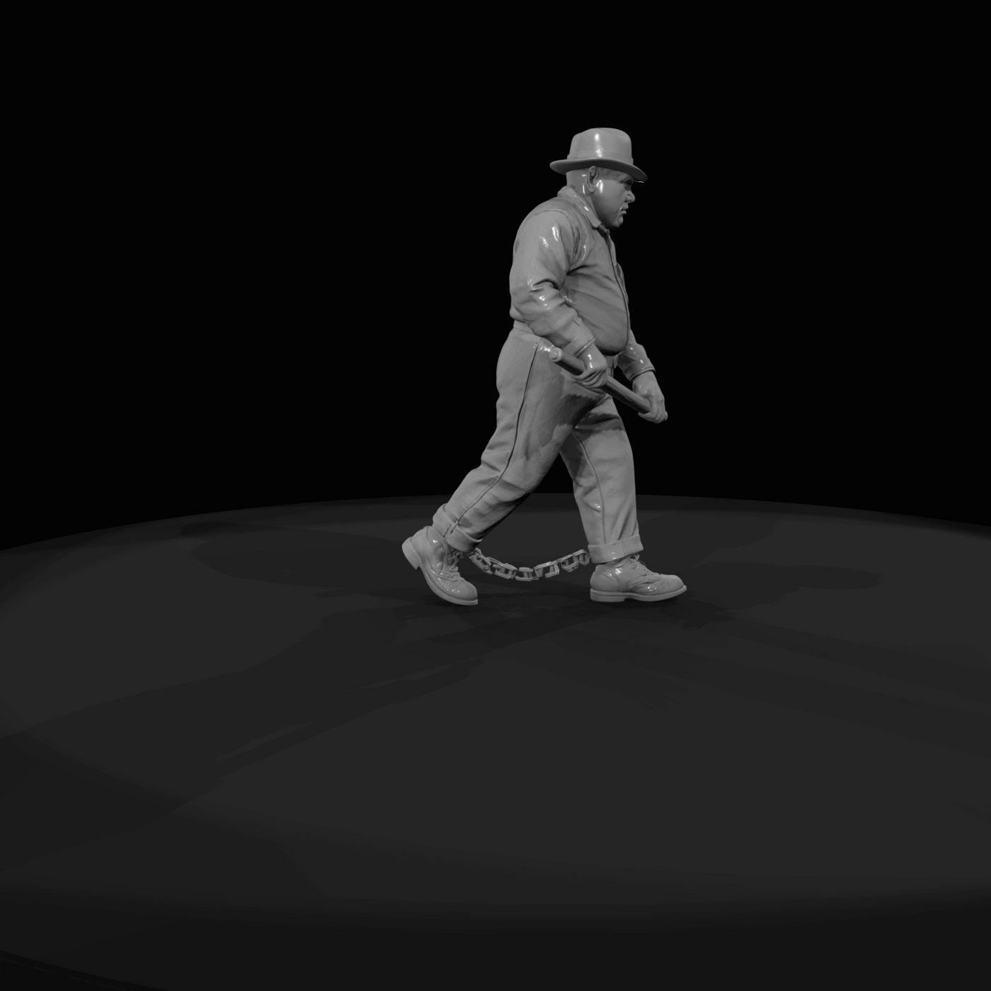 Chain Gang Worker Figure (1950s) — Warden with stick