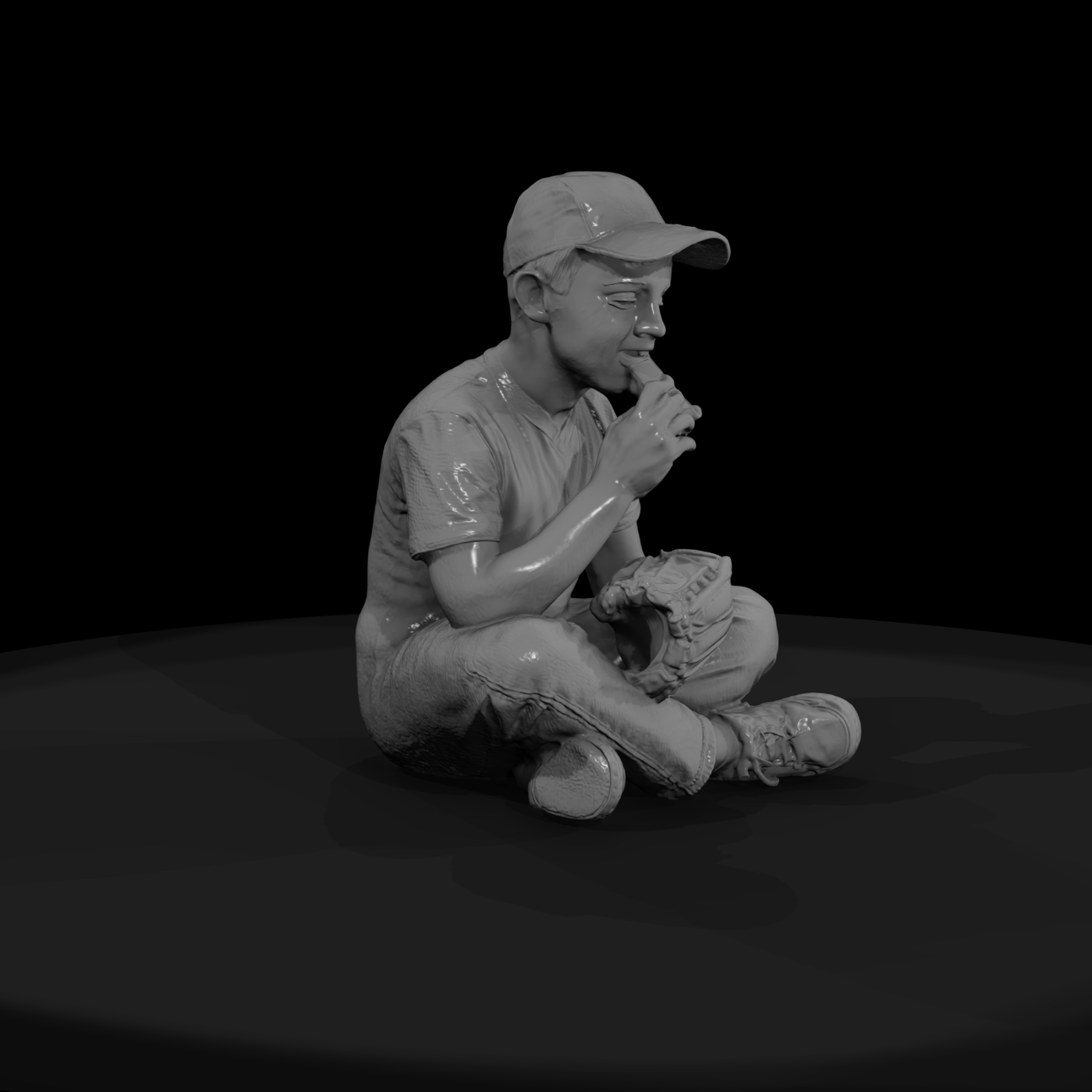 1950s Sandlot Baseball Boy with Ice Cream (1950s)