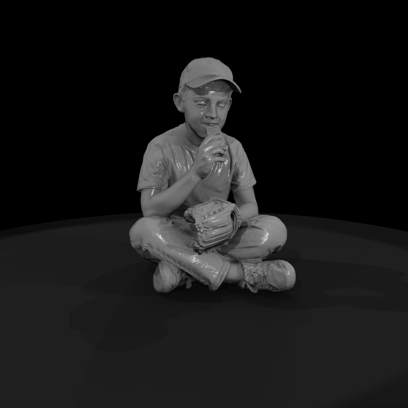 1950s Sandlot Baseball Boy with Ice Cream (1950s)