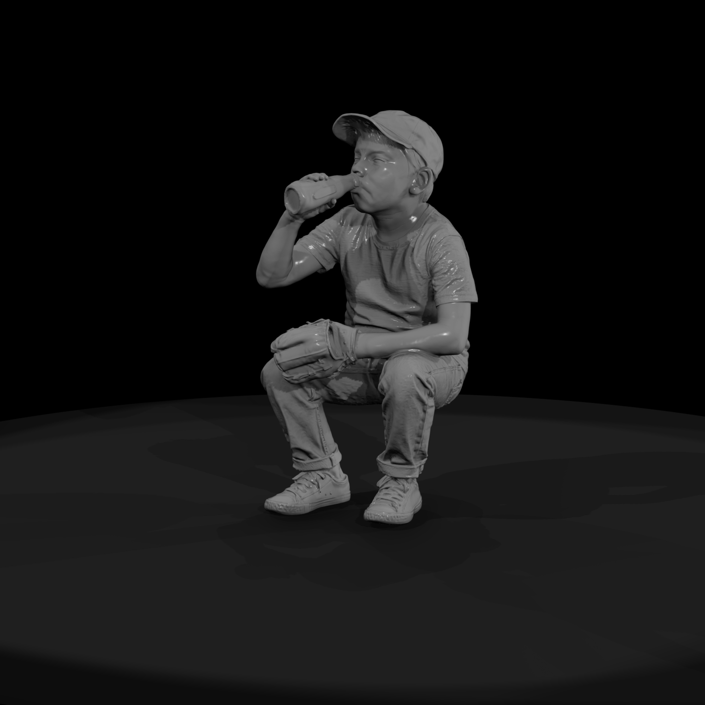 1950s Sandlot Baseball On Bench Drinking Pop (1950s)