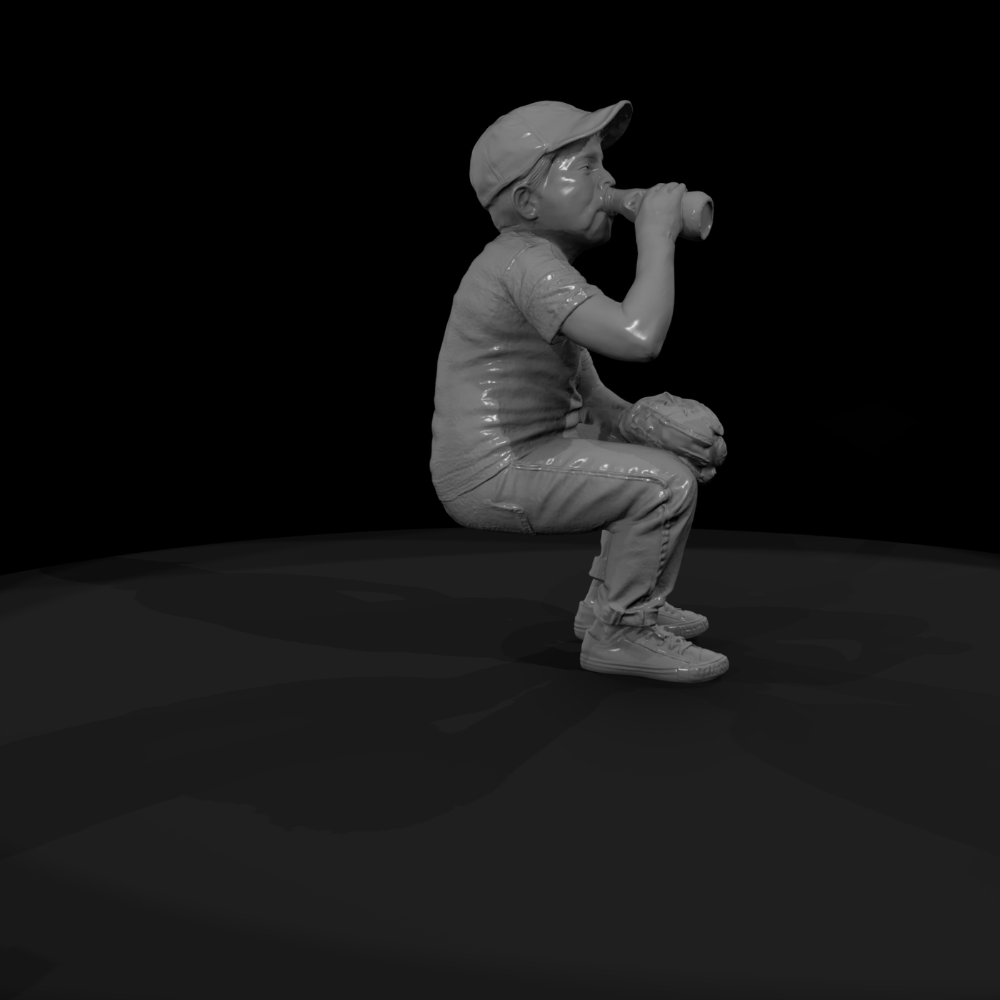1950s Sandlot Baseball On Bench Drinking Pop (1950s)