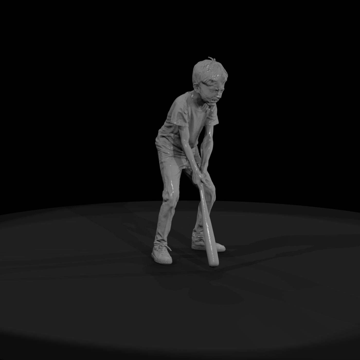 1950s Sandlot Baseball Skinny Kid with Bat (1950s)