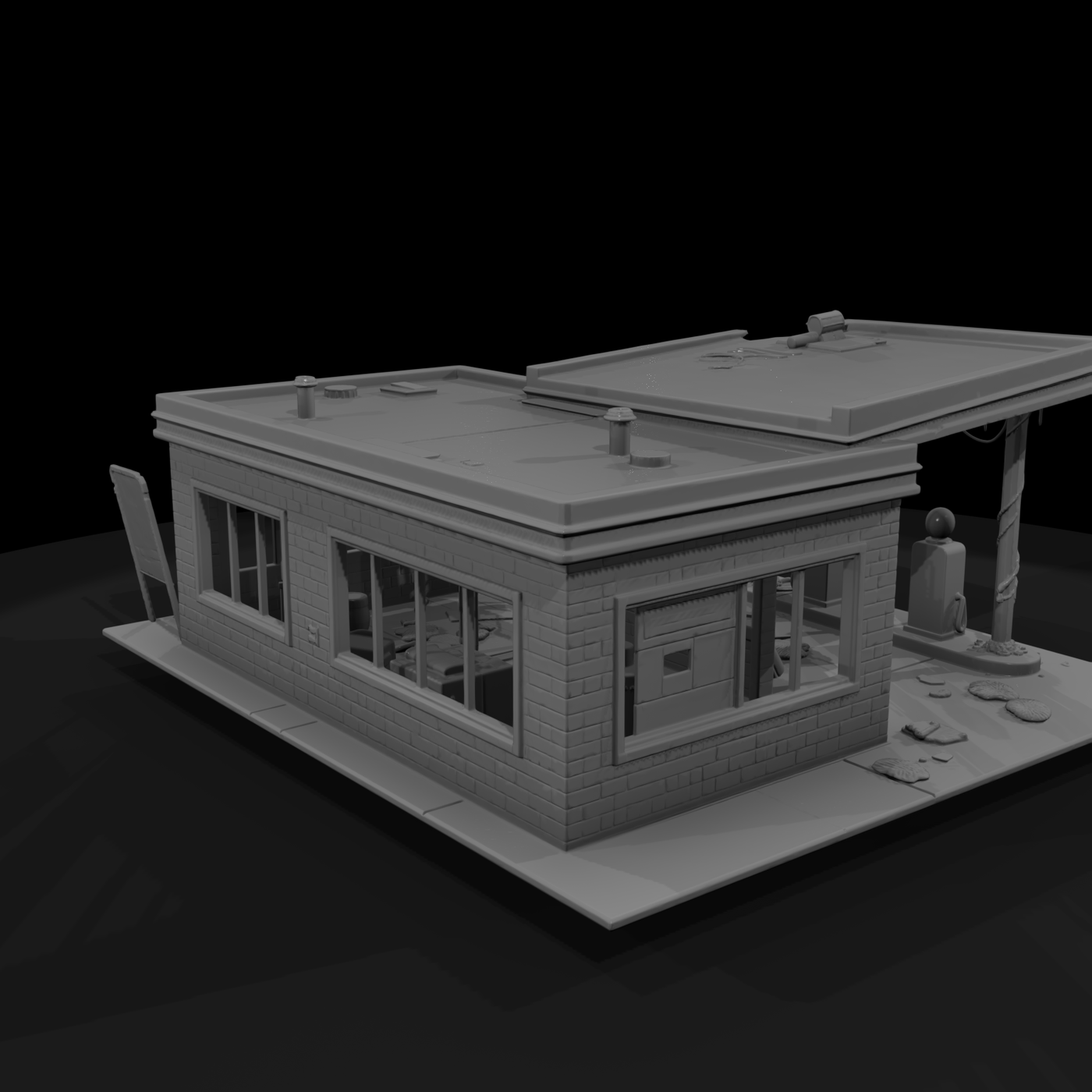 1950s Collapsed Service Station Ruin