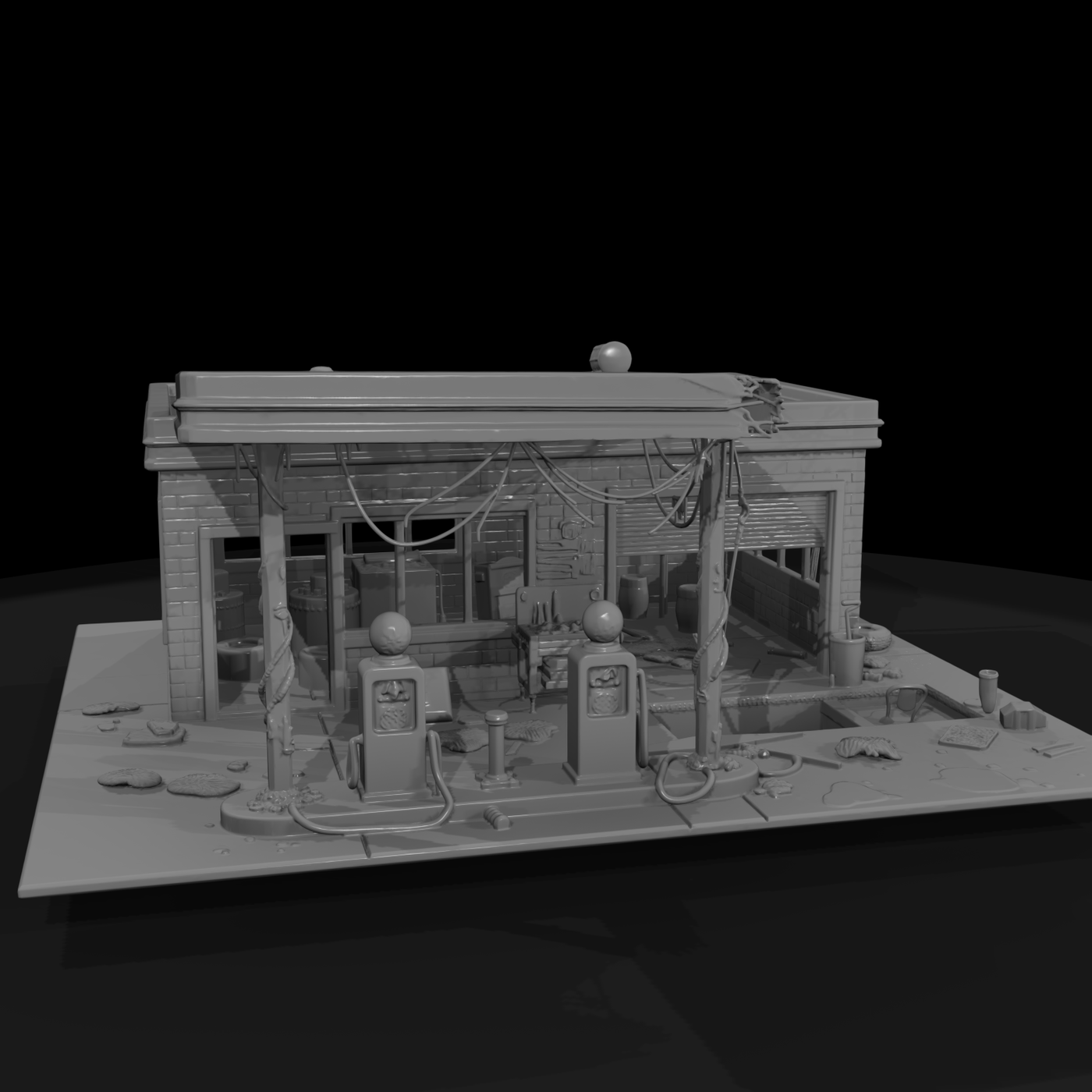 1950s Collapsed Service Station Ruin
