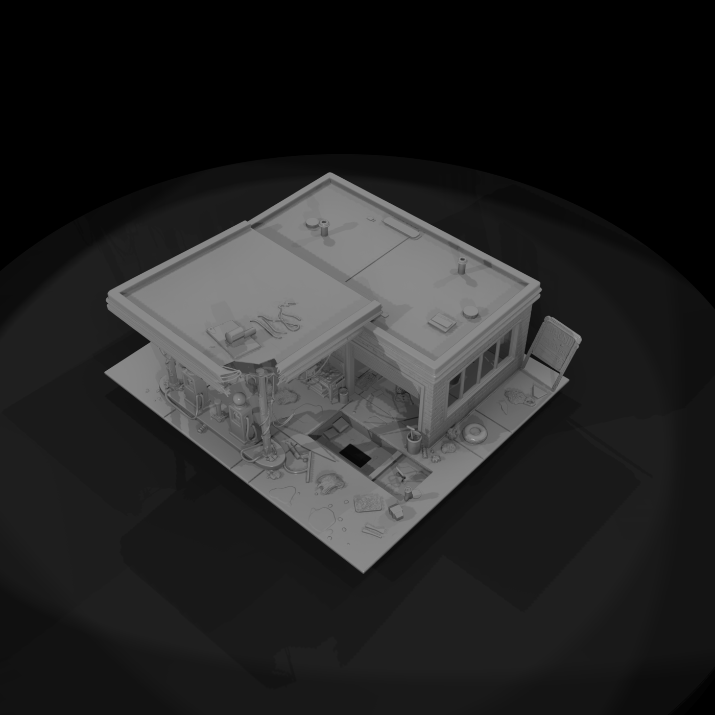 1950s Collapsed Service Station Ruin