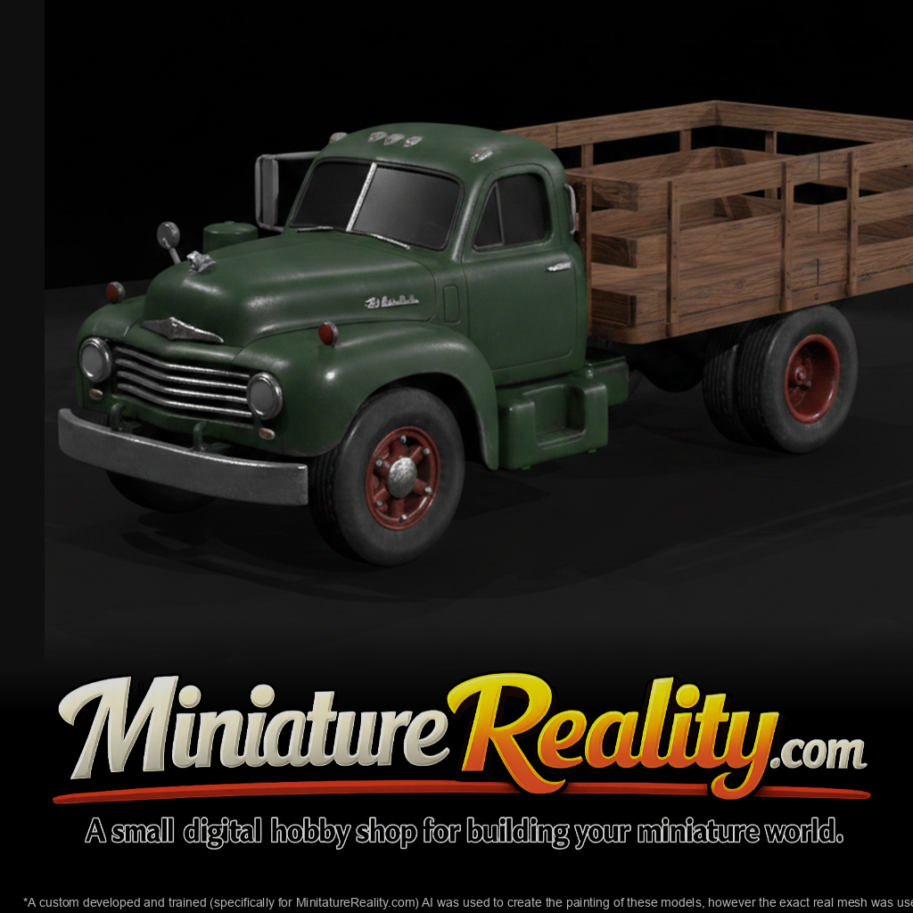 1955 Mack Stake-Side Truck miniature, three-quarter view