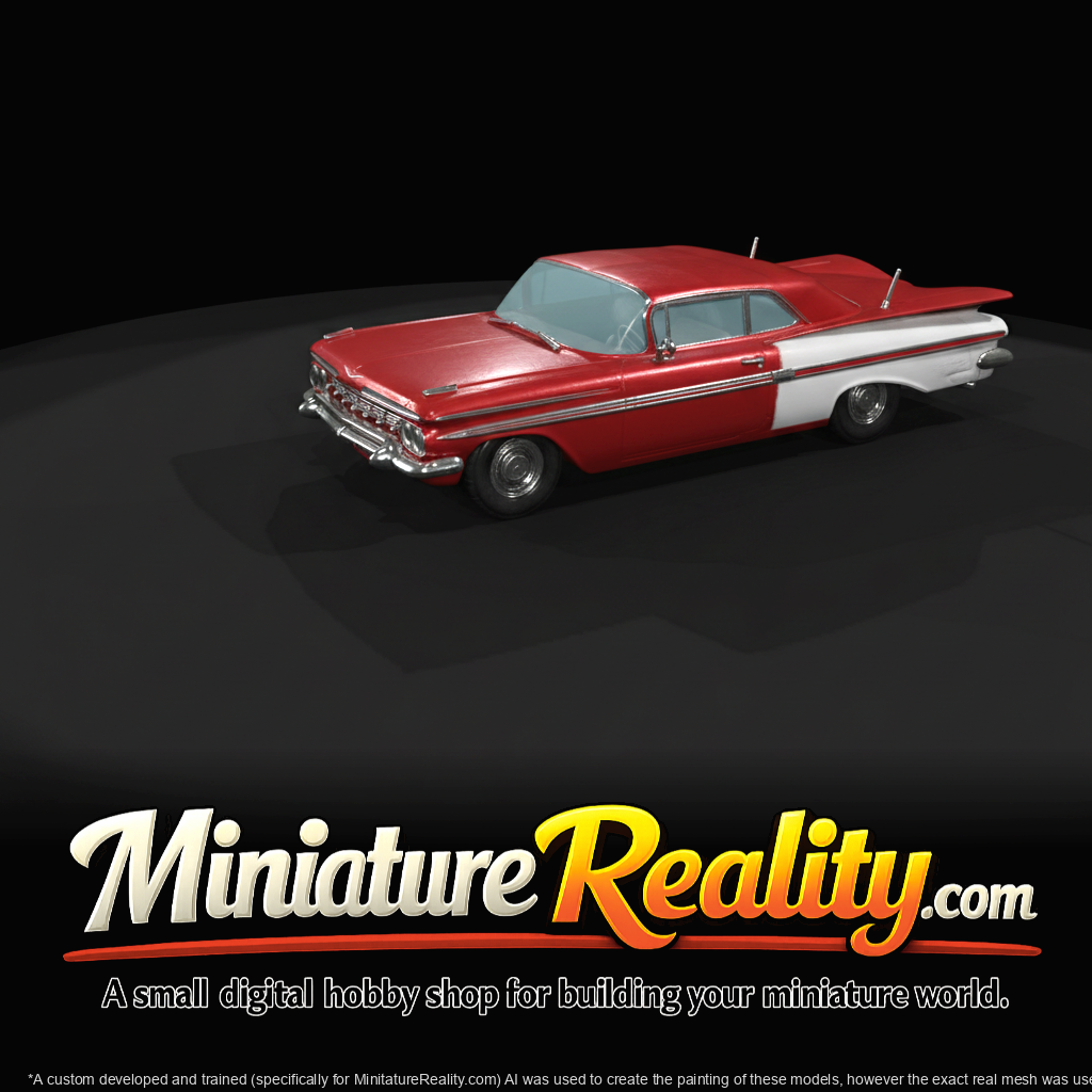 1959 Chevrolet Impala convertible, top down (1950s) — open-top tailfin era classic