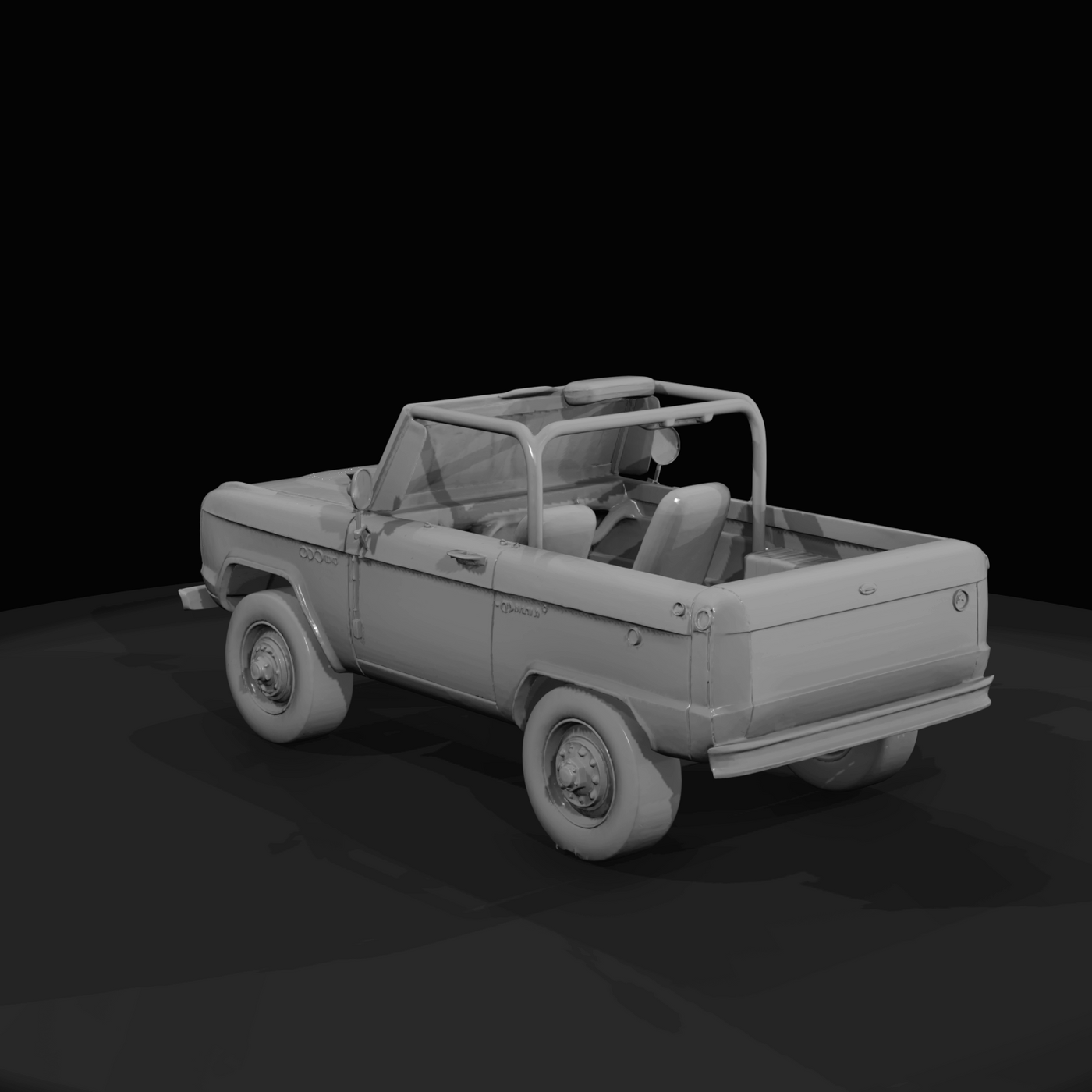 1969 Ford Bronco roadster, open-top (1960s) — first-generation 4x4, stripped utility