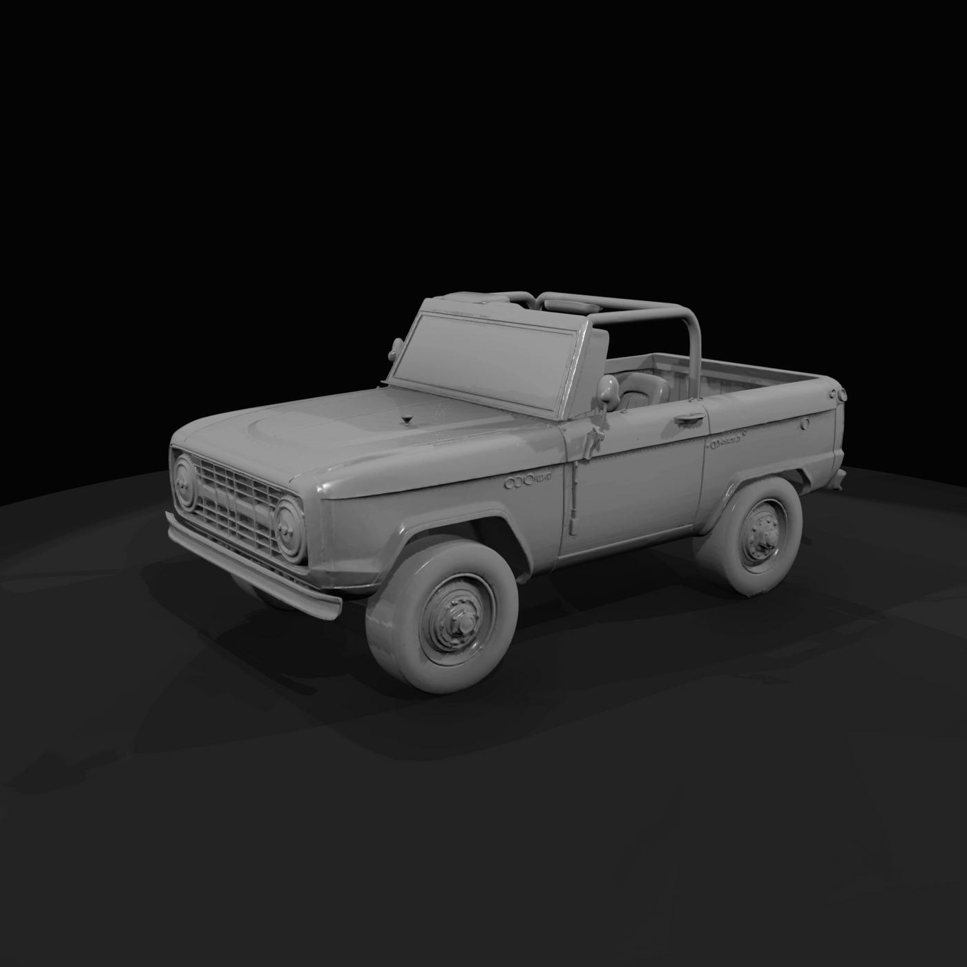 1969 Ford Bronco roadster, open-top (1960s) — first-generation 4x4, stripped utility