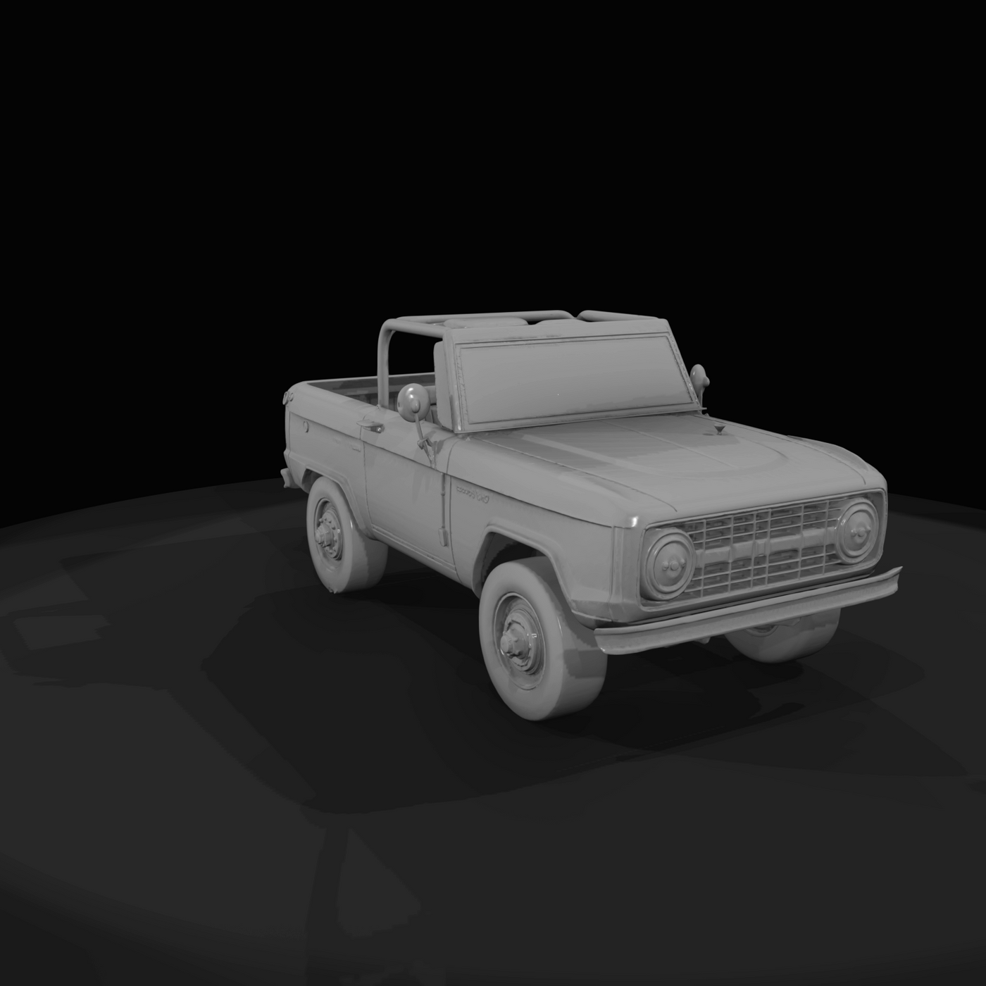 1969 Ford Bronco roadster, open-top (1960s) — first-generation 4x4, stripped utility