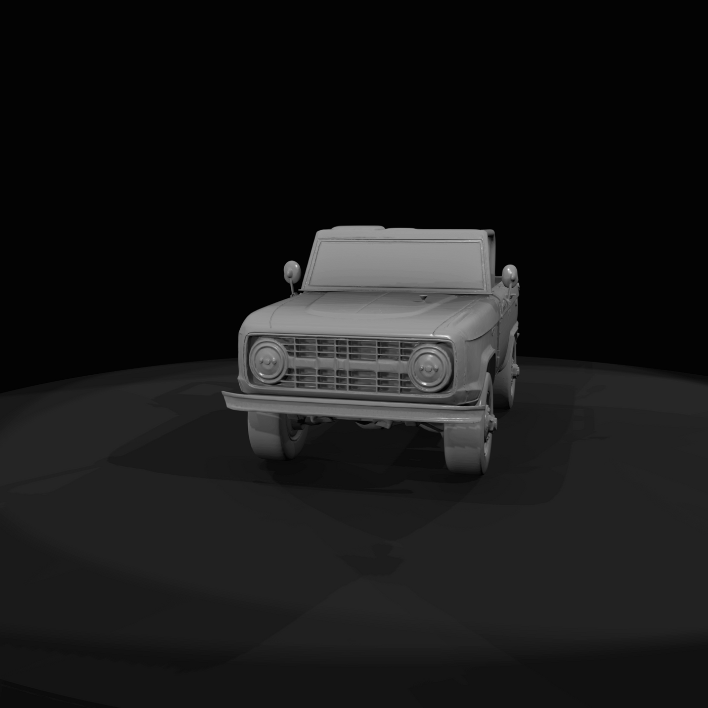 1969 Ford Bronco roadster, open-top (1960s) — first-generation 4x4, stripped utility