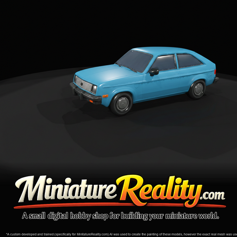 1980 Chevrolet Chevette compact hatchback (1970s–1980s) — blue, American-market subcompact