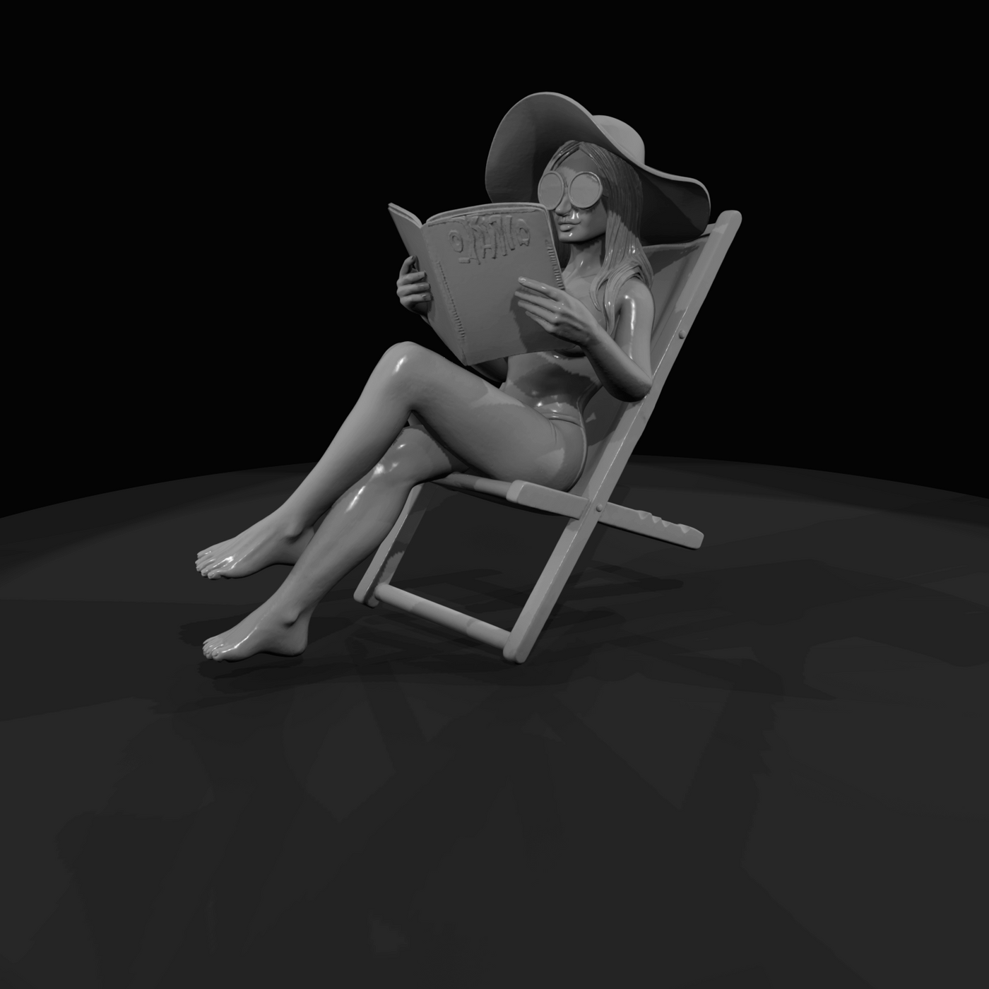 Miami Beach Character Figure (1980s) — Woman Reading