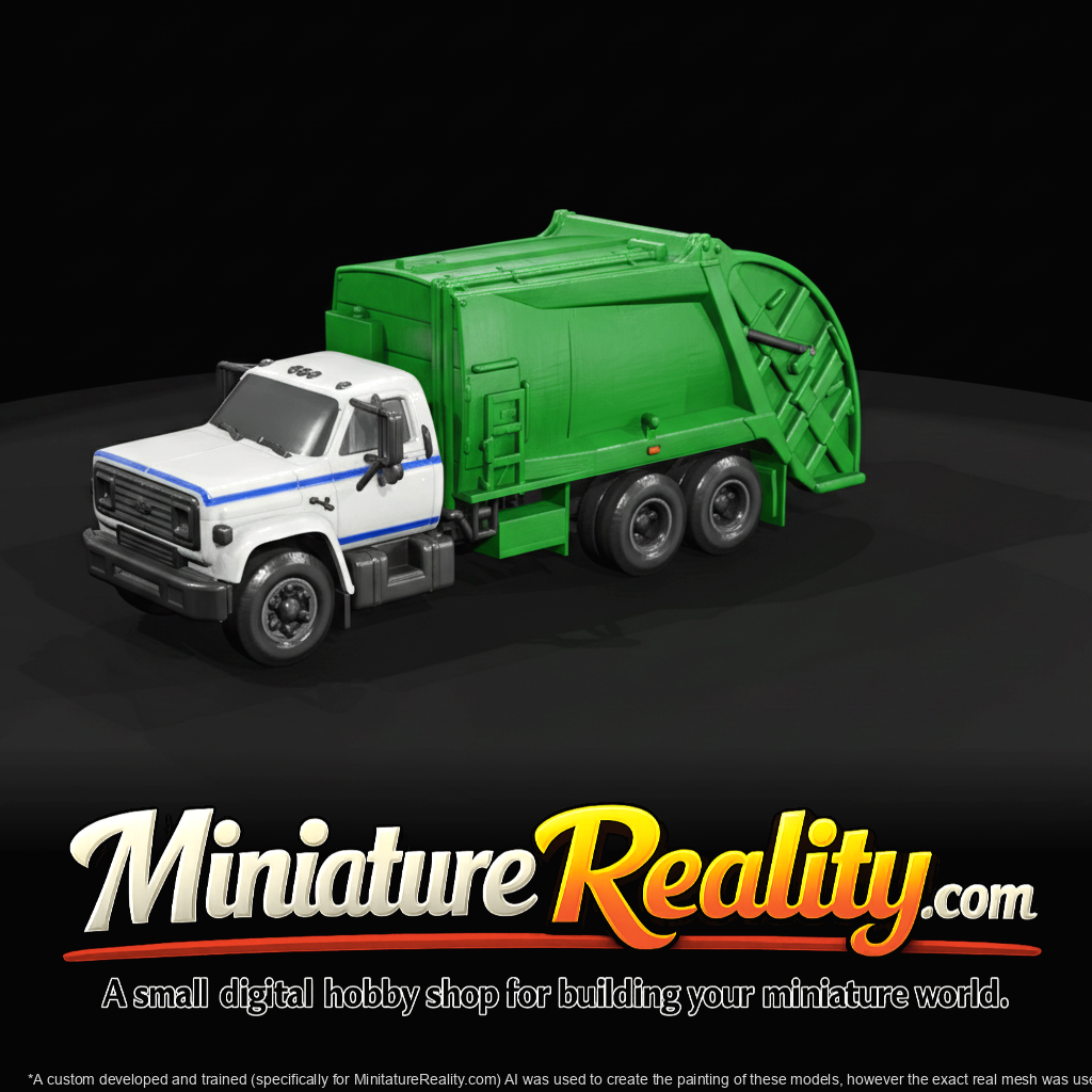 1980s compact refuse / garbage truck (1980s) — white cab, municipal collection service