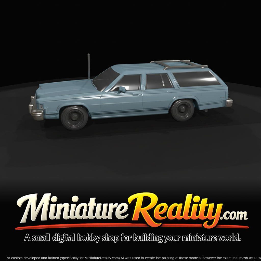 1981 Mercury Marquis Colony Park station wagon (1970s–1980s) — blue, full-size American family wagon