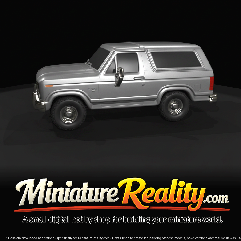 1982 Ford Bronco full-size SUV, third generation (1980s) — silver, 4x4 American truck-based