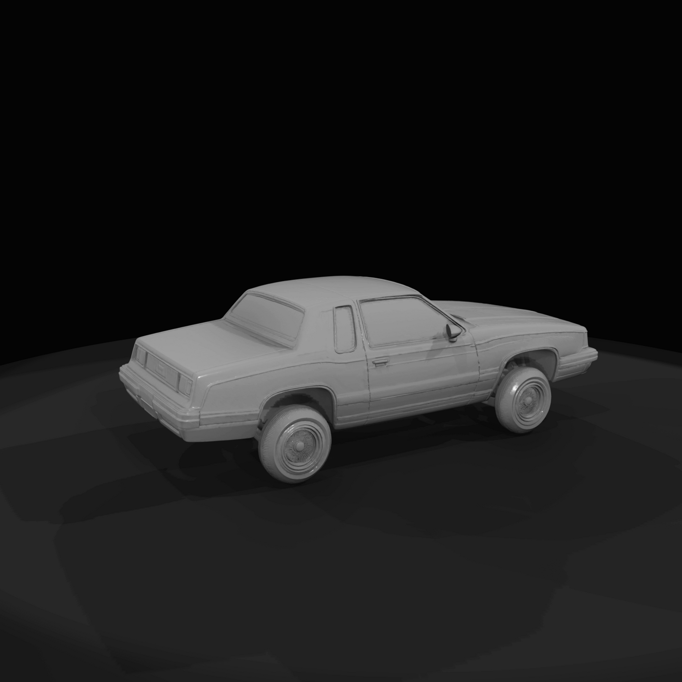 1987 Oldsmobile Cutlass Supreme two-door coupe (1980s) — American personal luxury, clay render, front driver view