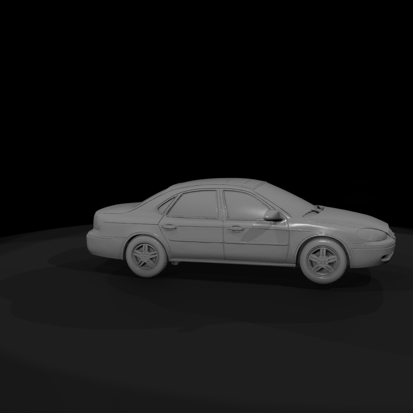 2000s Compact Sedan — Scale 3D-Printable Car