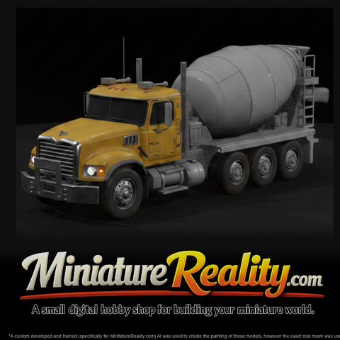 2002 Mack Granite Concrete Mixer Truck miniature, three-quarter view