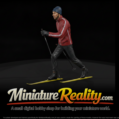 Cross-Country Skier in Racing Suit miniature, three-quarter view