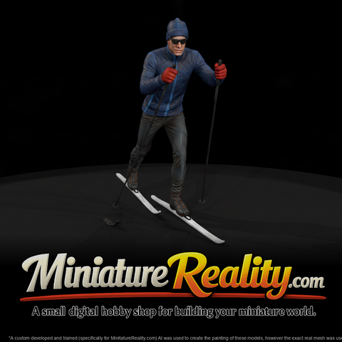 Cross-Country Skier in Motion miniature, three-quarter view