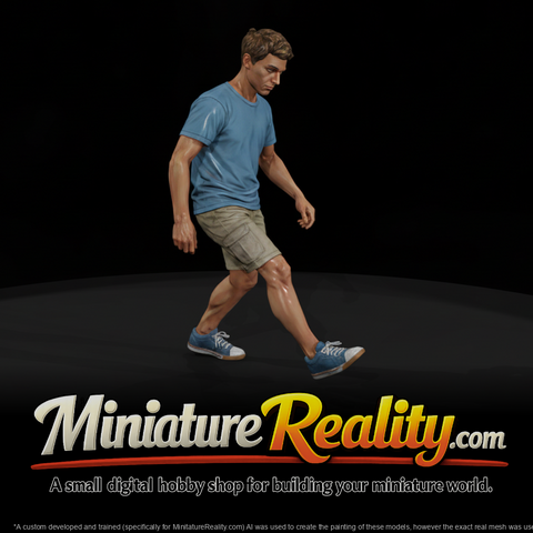 Man Playing Hacky Sack Mid-Stride miniature, three-quarter view