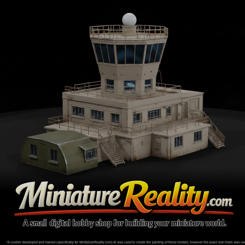Airport Control Tower miniature, three-quarter view