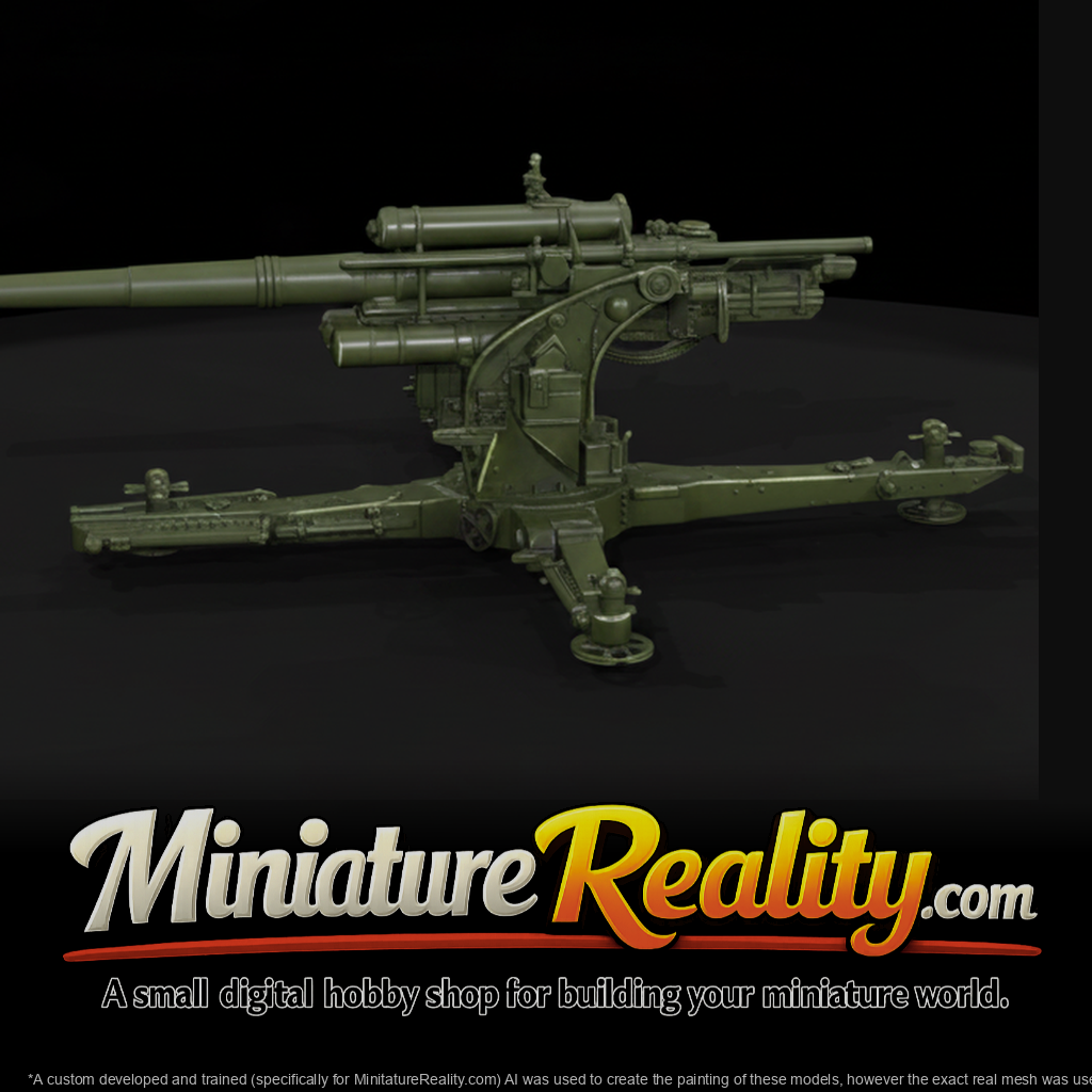 Anti Aircraft Gun miniature, three-quarter view