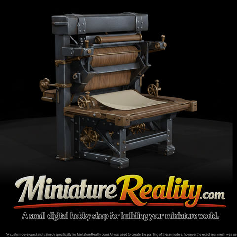 Antique Cast-Iron Printing Press miniature, three-quarter view