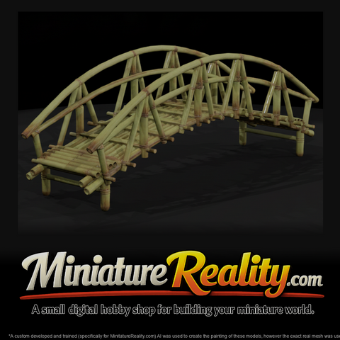 Arched Bamboo Bridge miniature, three-quarter view