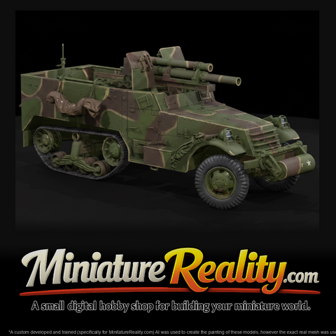 Armored Halftrack Self Propelled Gun miniature, three-quarter view