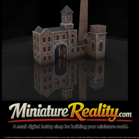 Brick Factory Building Chimney miniature, three-quarter view — thumbnail 1