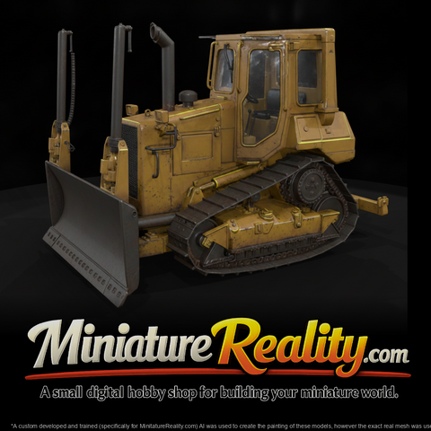 Bulldozer with Railroad Wheels miniature, three-quarter view