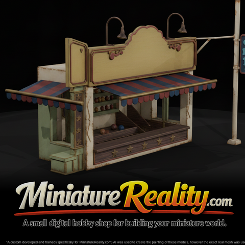 Carnival Game Booth miniature, three-quarter view