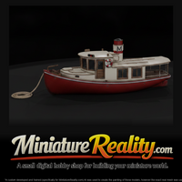 Classic Red White Motorboat miniature, three-quarter view — thumbnail 1