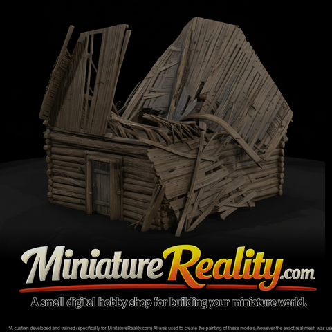 Collapsing Log Cabin miniature, three-quarter view