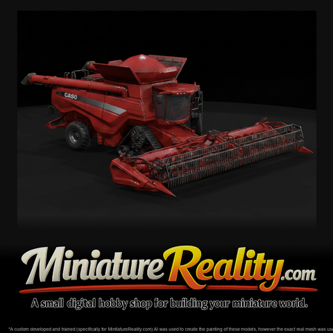 Combine Harvesting Grain miniature, three-quarter view