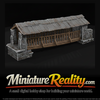 Covered Stone Wooden Bridge miniature, three-quarter view — thumbnail 1