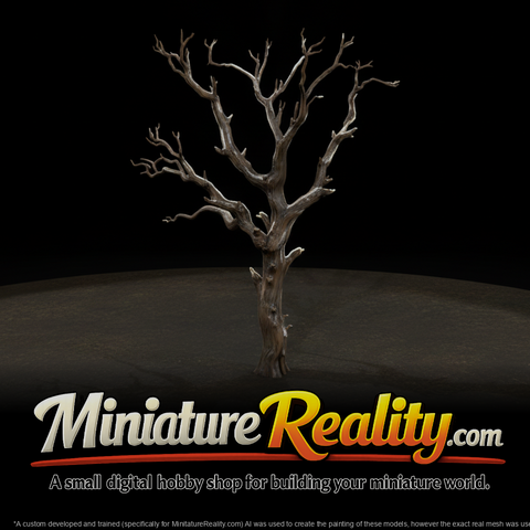 Dead Bare Tree Field miniature, three-quarter view